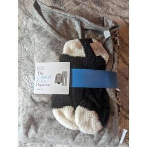 Croft and Barrow 3-piece grey & leopard print pajama set